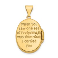 14K with White Rhodium Footprints Poem on Reverse 17mm Oval Locket view 3