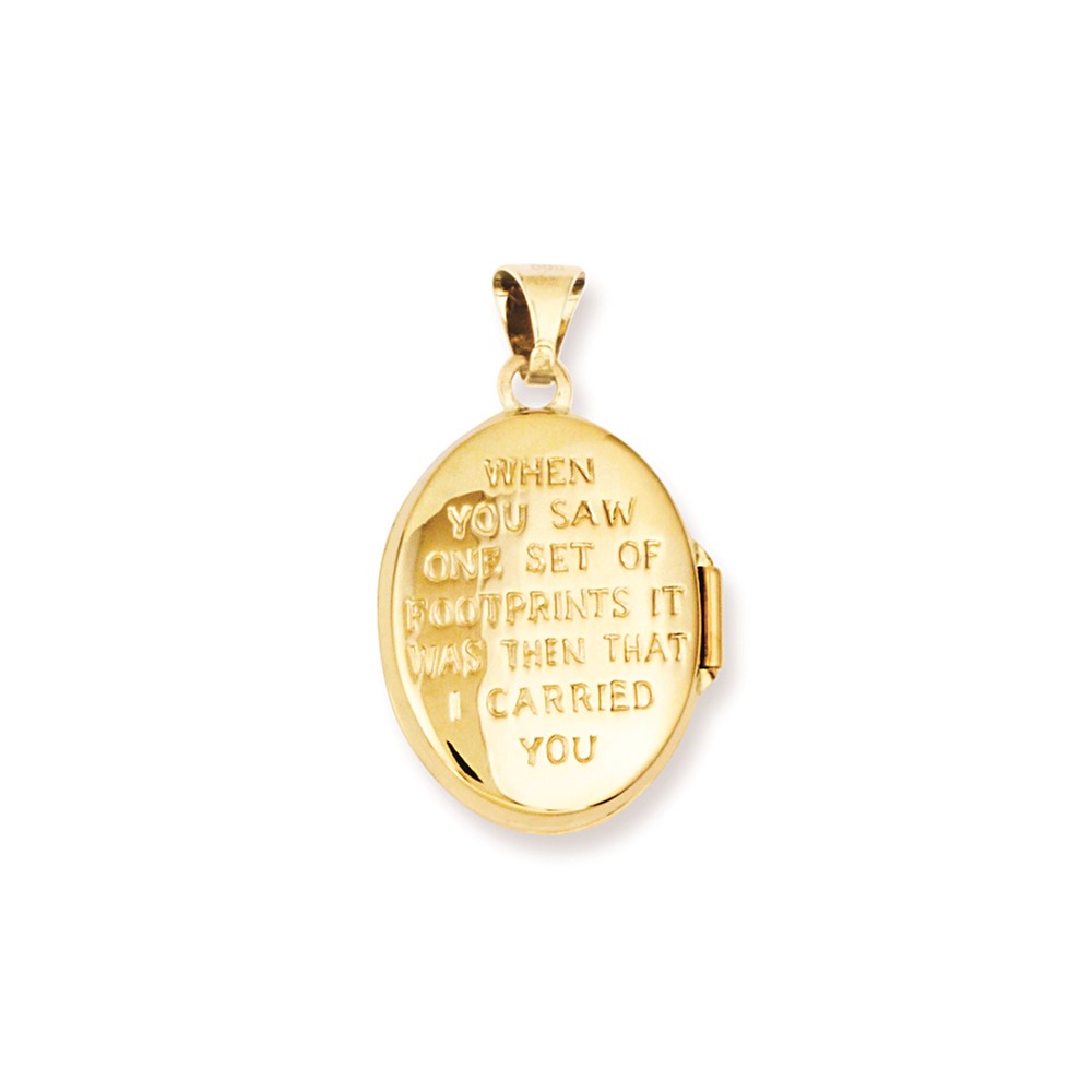 14k with White Rhodium Footprints Poem on Reverse 17mm Oval Locket (XL300)