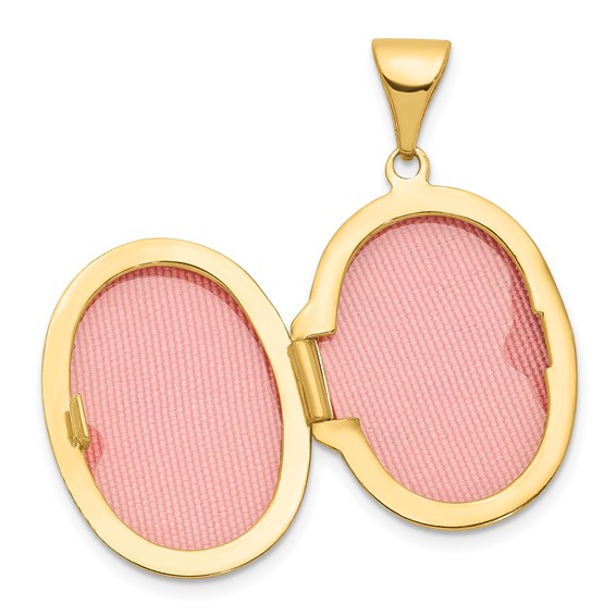 14k with White Rhodium Footprints Poem on Reverse 17mm Oval Locket