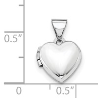 14K White Gold Polished Plain 10mm Heart Locket view 5