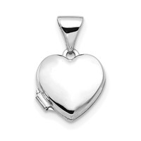 14K White Gold Polished Plain 10mm Heart Locket view 1