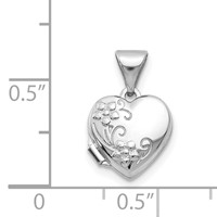 14K White Gold Floral 10mm Heart Locket view 5