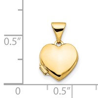 14K Yellow Gold Polished Plain 10mm Heart Locket view 5