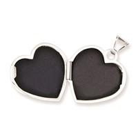 14K White Gold Polished Plain 15mm Heart Locket view 3