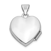 14K White Gold Polished Plain 15mm Heart Locket view 4
