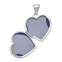 14K White Gold Polished Plain 15mm Heart Locket view 5