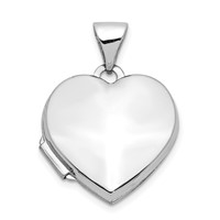 14K White Gold Polished Plain 15mm Heart Locket view 1