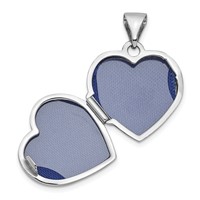 14K White Gold Polished Floral Reverses to Love You Always Script 15mm Heart Locket view 4