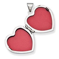 14K White Gold Diamond Claddagh with Poem on Reverse 18mm Heart Locket view 4