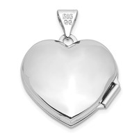 14K White Gold Polished Floral 18mm Heart Locket view 3