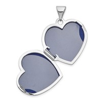 14K White Gold Polished Floral 18mm Heart Locket view 4