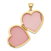 14K Yellow Gold Scrolled Design Reverses to Love You Always Script 18mm Heart Locket view 4