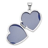 14K White Gold Scrolled Design Reverses to Love You Always Script 18mm Heart Locket view 4
