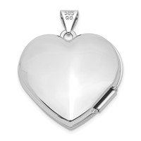 14K White Gold Polished Domed Plain 21mm Heart Locket view 3