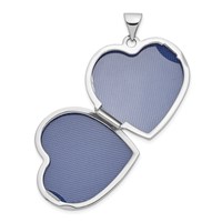 14K White Gold Polished Domed Plain 21mm Heart Locket view 4