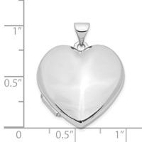 14K White Gold Polished Domed Plain 21mm Heart Locket view 5