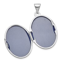 14K White Gold Polished Leaf Swirl Design with Love You Always on Reverse 21mm Oval Locket view 4