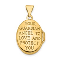 14K with White Rhodium Guardian Angel with Poem on Reverse 17mm Oval Locket view 3
