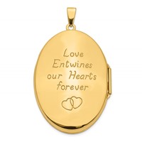 14K Yellow Gold Celtic Knot Heart with Poem on Reverse 38mm Oval Locket view 3