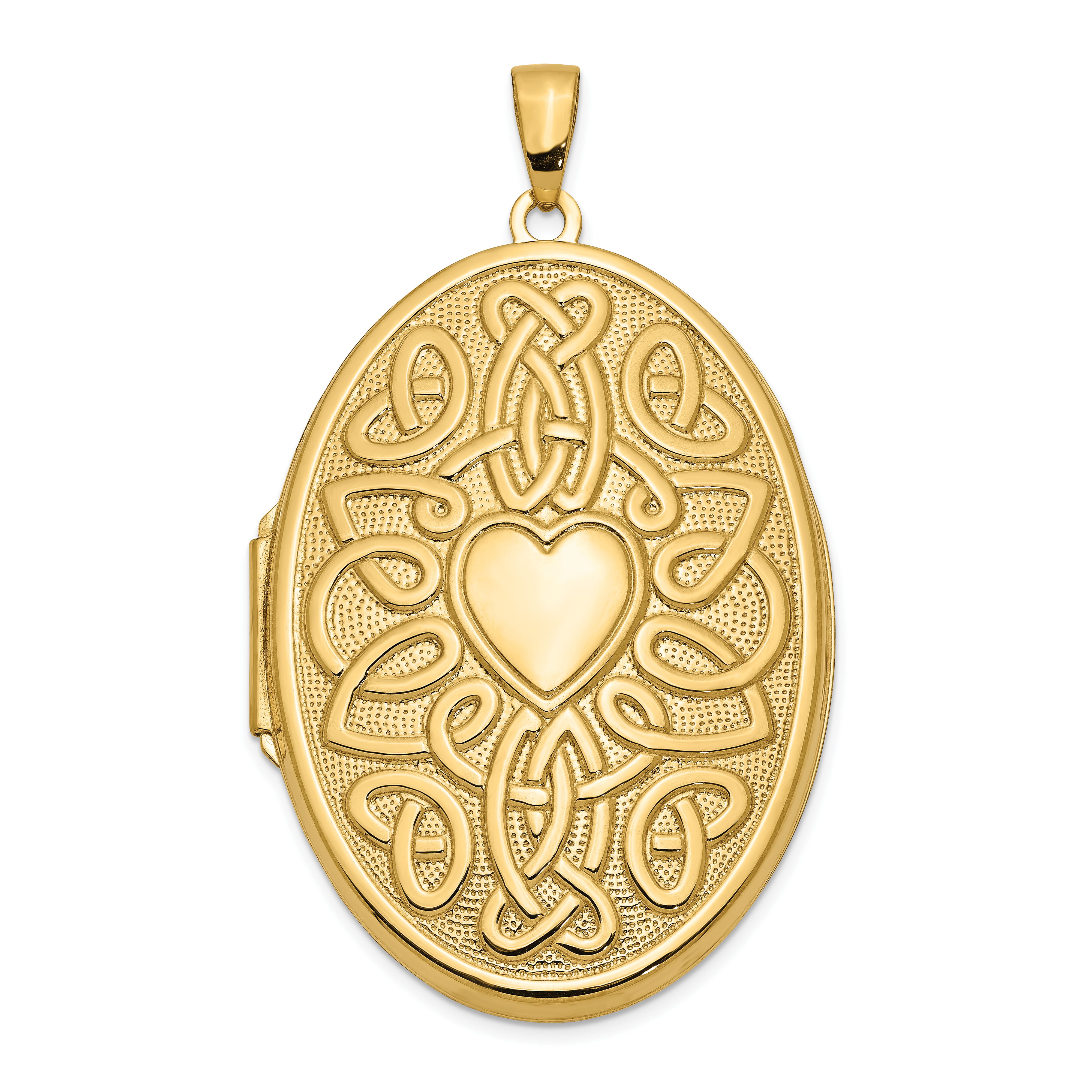 14k Celtic Knot Heart with Poem on Reverse 38mm Oval Locket (XL385)