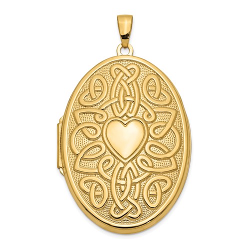 14K Celtic Knot Heart with Poem on Reverse 38mm Oval Locket