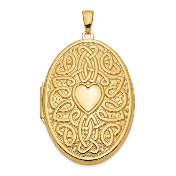 14k Celtic Knot Heart with Poem on Reverse 38mm Oval Locket