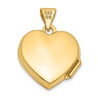 14K Yellow Gold Polished Plain 15mm Heart Locket view 4
