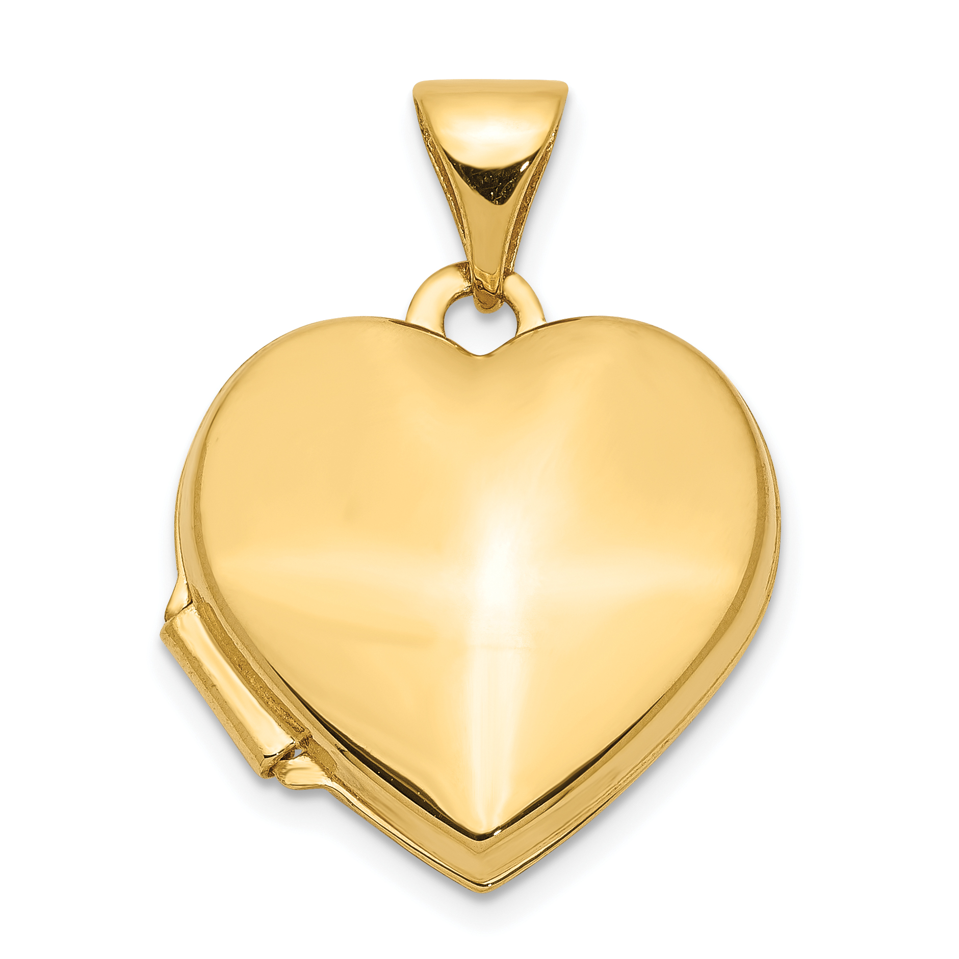 14k Polished Plain 15mm Heart Locket (XL434)