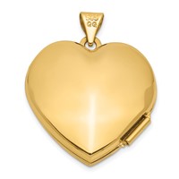 14K Yellow Gold Polished Domed Plain 21mm Heart Locket view 3