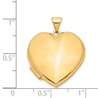 14K Yellow Gold Polished Domed Plain 21mm Heart Locket view 5