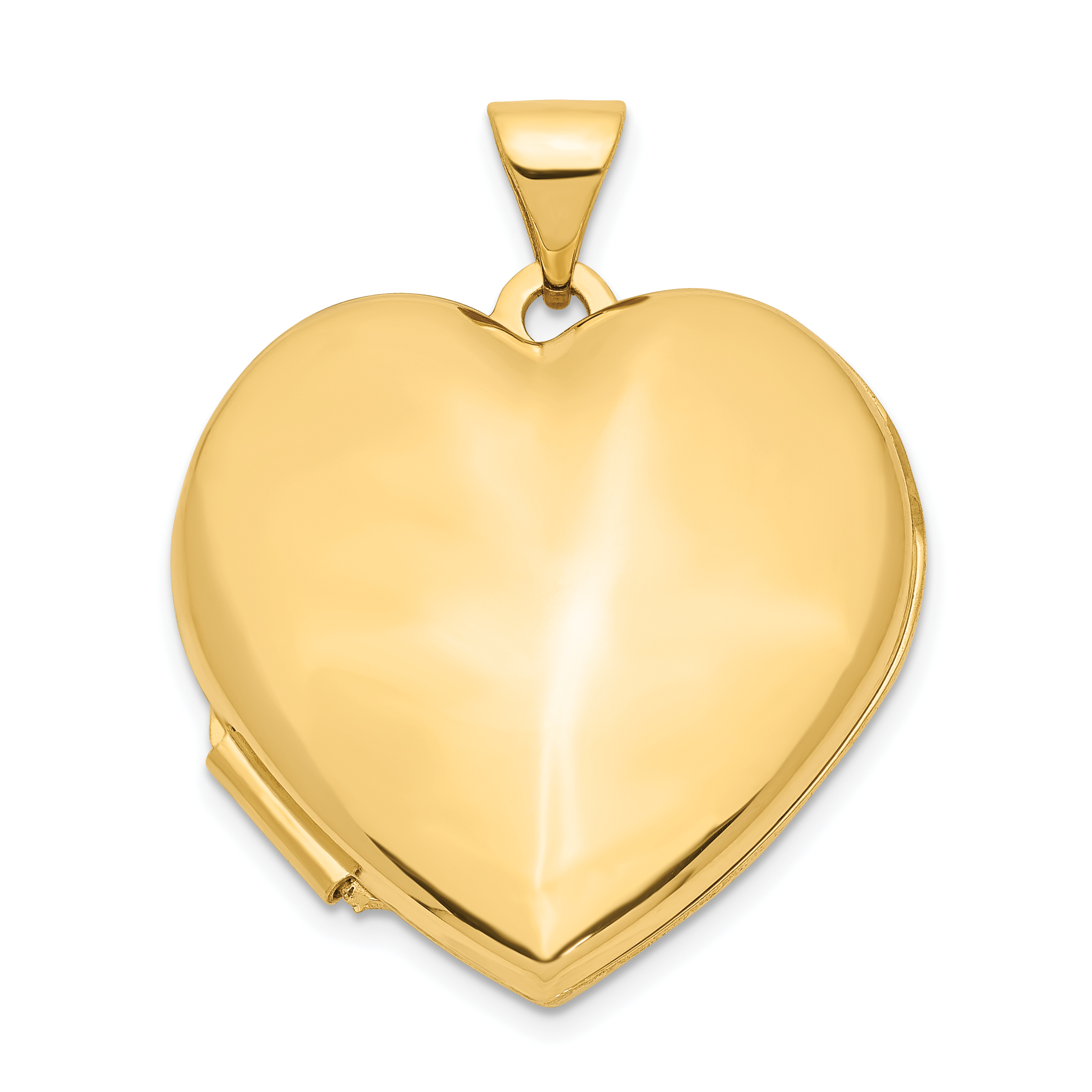 14k Polished Domed Plain 21mm Heart Locket (XL516)