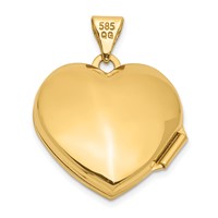 14K Yellow Gold Polished Floral 18mm Heart Locket view 3