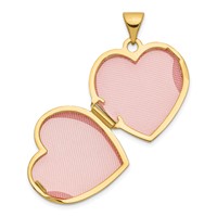 14K Yellow Gold Polished Floral 18mm Heart Locket view 4