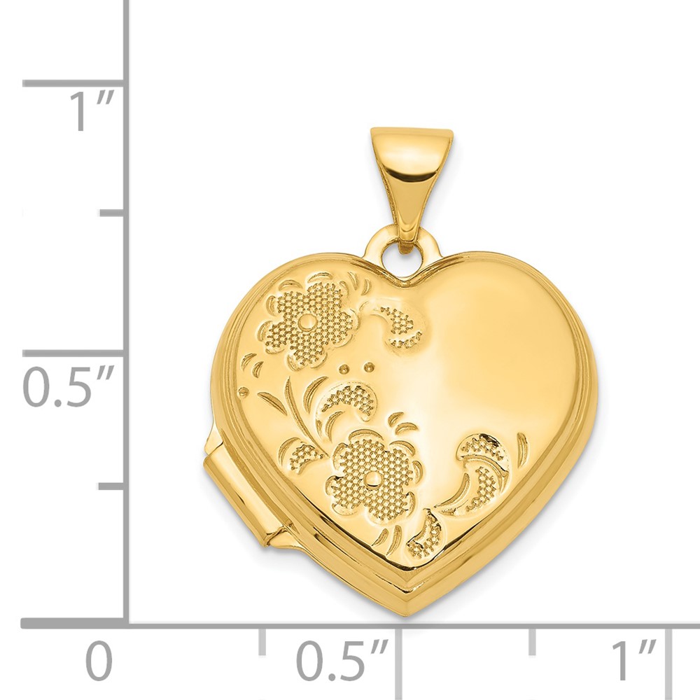 14K Polished Floral 18mm Heart Locket (XL518)