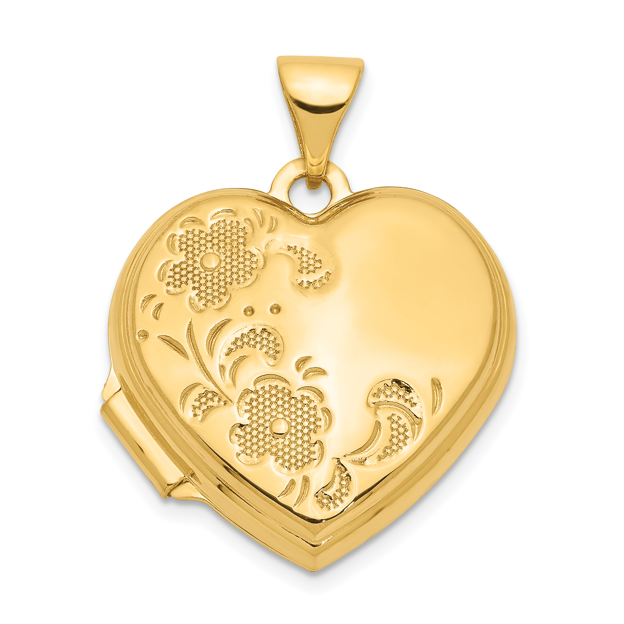14K Polished Floral 18mm Heart Locket (XL518)