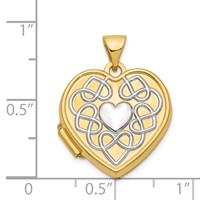 14K with White Rhodium Celtic Knot with Heart of Gold Poem on Reverse 18mm Heart Locket view 5