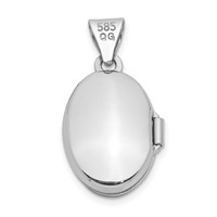 14K White Gold Polished Plain 13mm Oval Locket view 3