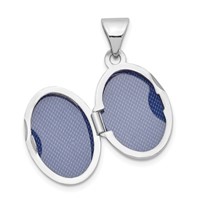 14K White Gold Polished Plain 13mm Oval Locket view 4