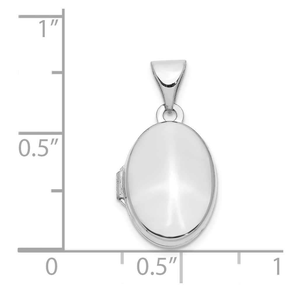 14k White Gold Polished Plain 13mm Oval Locket (XL526)