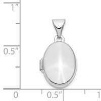 14K White Gold Polished Plain 13mm Oval Locket view 5