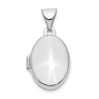 14K White Gold Polished Plain 13mm Oval Locket view 1