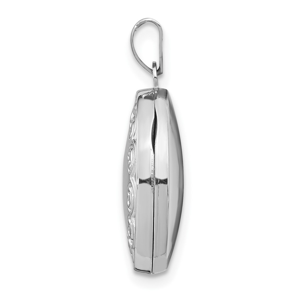 14k White Gold Scalloped Border 17mm Oval Locket (XL527)