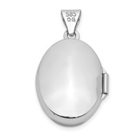 14K White Gold Scalloped Border 17mm Oval Locket view 3