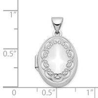 14K White Gold Scalloped Border 17mm Oval Locket view 5