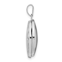 14K White Gold Floral Border 17mm Oval Locket view 2