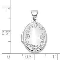 14K White Gold Floral Border 17mm Oval Locket view 5