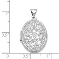 14K White Gold Floral Swirl Design 21mm Oval Locket view 5