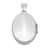 14K White Gold Floral Border 21mm Oval Locket view 3