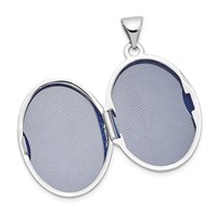 14K White Gold Floral Border 21mm Oval Locket view 4