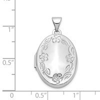 14K White Gold Floral Border 21mm Oval Locket view 5
